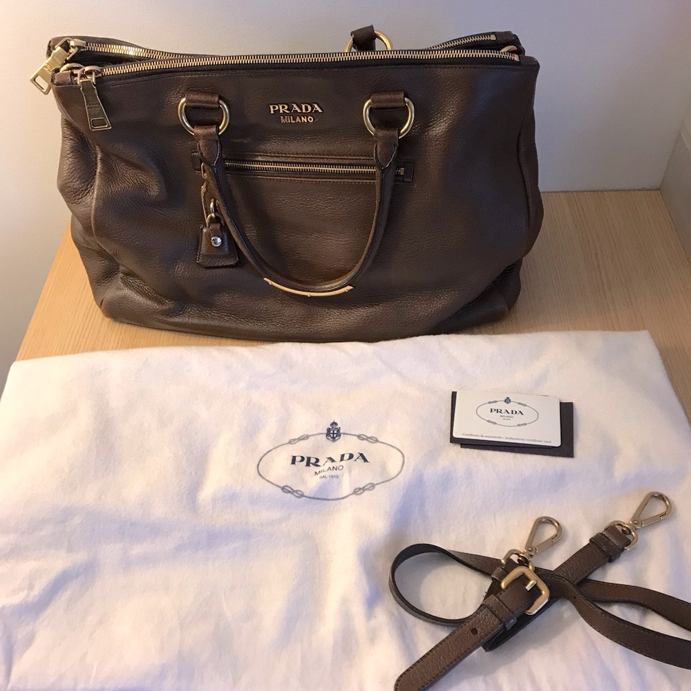 AUTHENTIC stunning Prada deerskin bag in chocolate